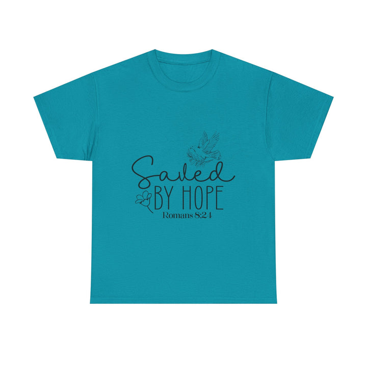 Saved by Hope Romans 8 24-01 Unisex Heavy Cotton Tee - Faith Scripture Gift | Gifts Of Words