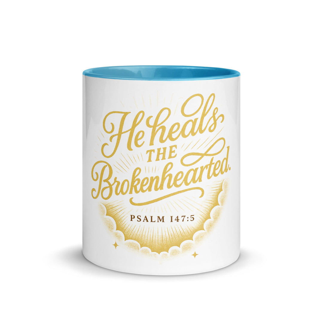 He heals the brokenhearted mug - Faith Scripture Gift | Gifts Of Words