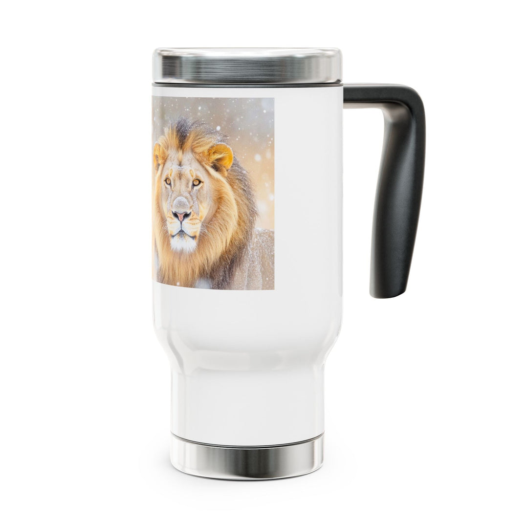 Golden Lion Stainless Steel Travel Mug with Handle, 14oz - Faith Scripture Gift | Gifts Of Words