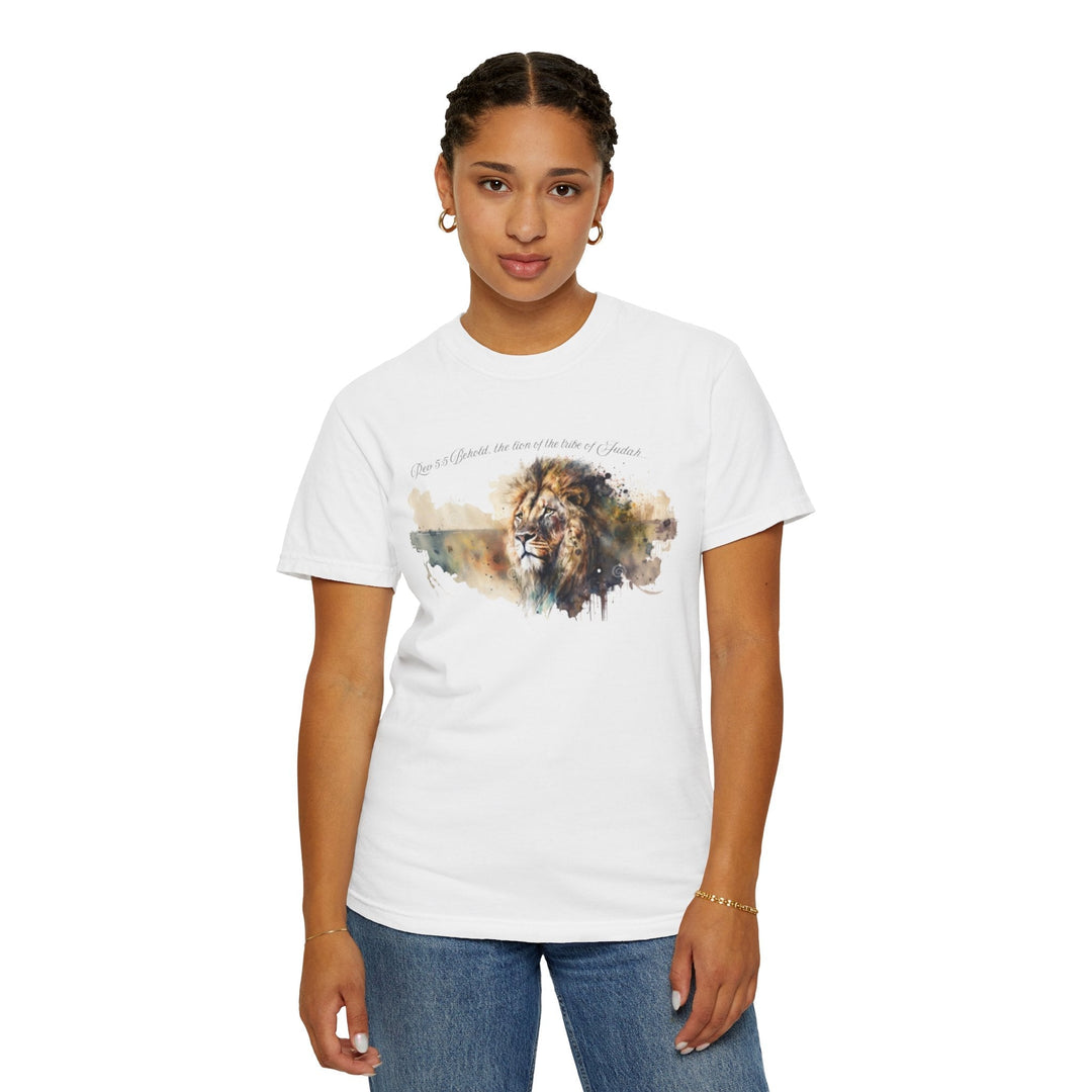 Unisex Christian Lion T-Shirt Rev 5:5 Bible Verse Tee Comfort Colors 1717 Garment-Dyed Shirt  Inspirational Faith Graphic Tee - Faith Scripture Gift | Gifts Of Words