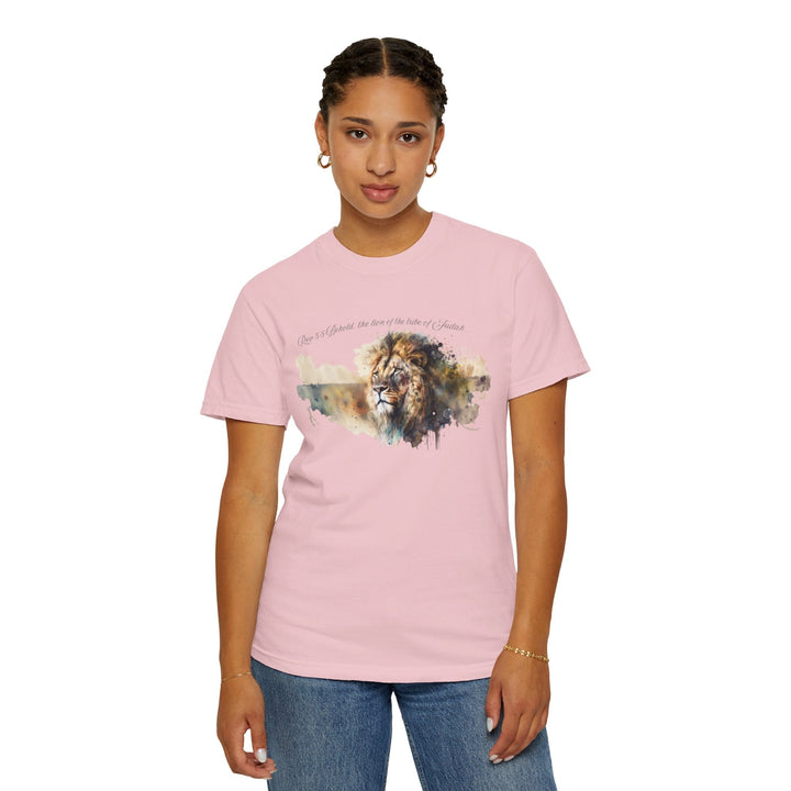 Unisex Christian Lion T-Shirt Rev 5:5 Bible Verse Tee Comfort Colors 1717 Garment-Dyed Shirt  Inspirational Faith Graphic Tee - Faith Scripture Gift | Gifts Of Words