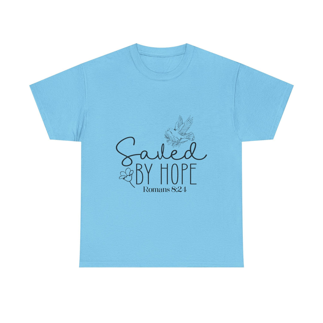 Saved by Hope Romans 8 24-01 Unisex Heavy Cotton Tee - Faith Scripture Gift | Gifts Of Words