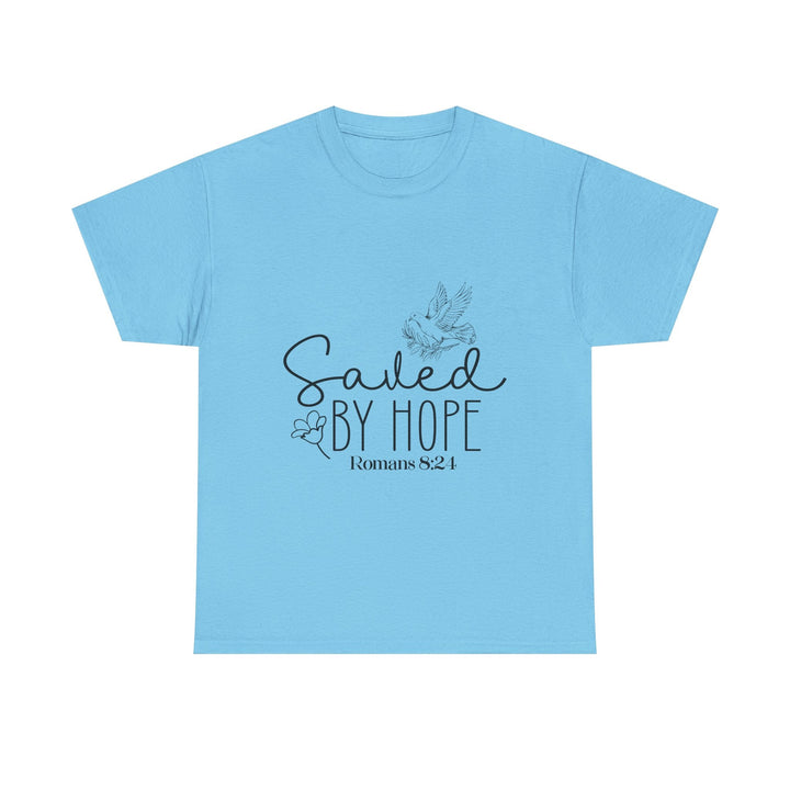 Saved by Hope Romans 8 24-01 Unisex Heavy Cotton Tee - Faith Scripture Gift | Gifts Of Words