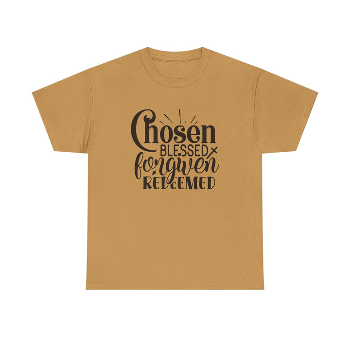 Chosen Blessed Forgiven Redeemed Unisex Heavy Cotton Tee - Faith Scripture Gift | Gifts Of Words