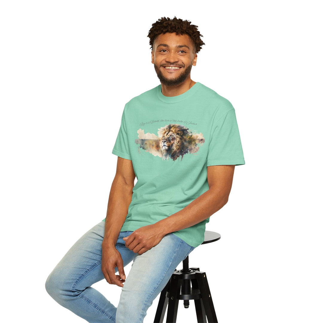 Unisex Christian Lion T-Shirt Rev 5:5 Bible Verse Tee Comfort Colors 1717 Garment-Dyed Shirt  Inspirational Faith Graphic Tee - Faith Scripture Gift | Gifts Of Words