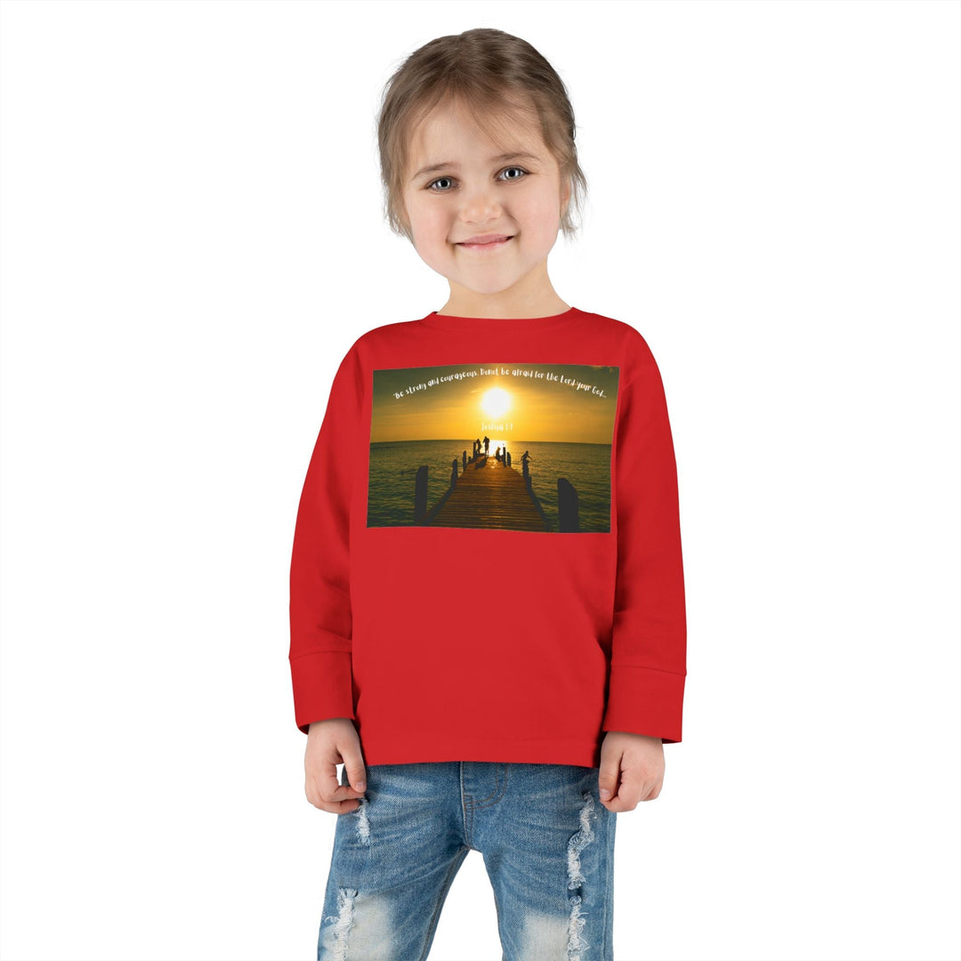 Be Strong |Toddler Long Sleeve Tee - Faith Scripture Gift | Gifts Of Words