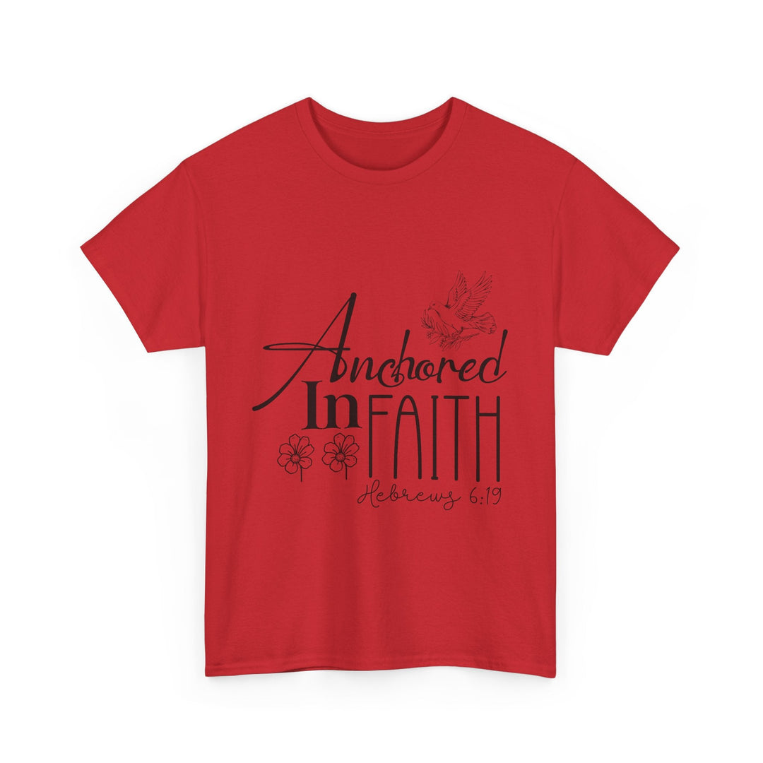 Anchored in Faith Hebrews 6 19-01 Unisex Heavy Cotton Tee - Faith Scripture Gift | Gifts Of Words