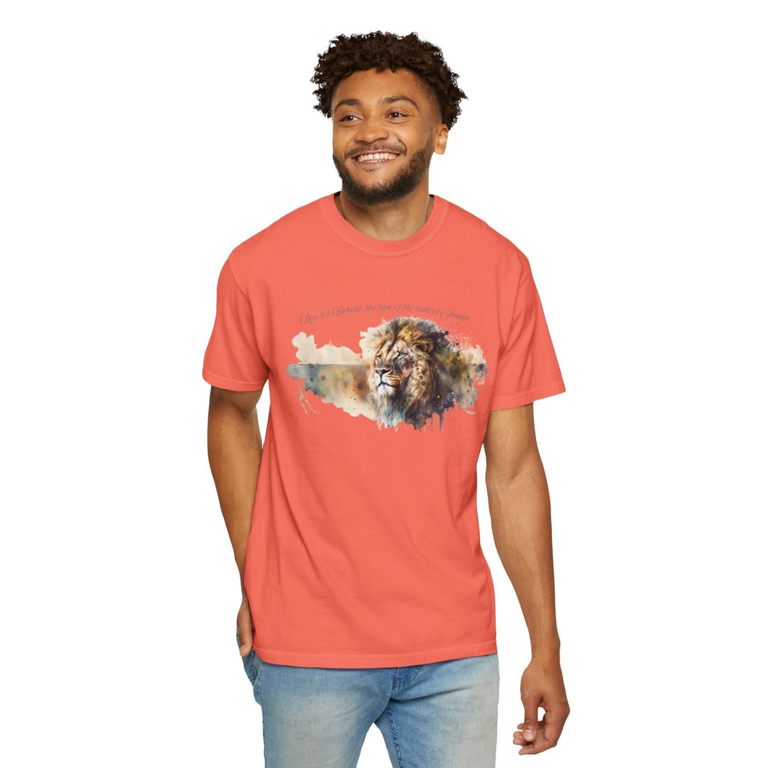 Unisex Christian Lion T-Shirt Rev 5:5 Bible Verse Tee Comfort Colors 1717 Garment-Dyed Shirt  Inspirational Faith Graphic Tee - Faith Scripture Gift | Gifts Of Words