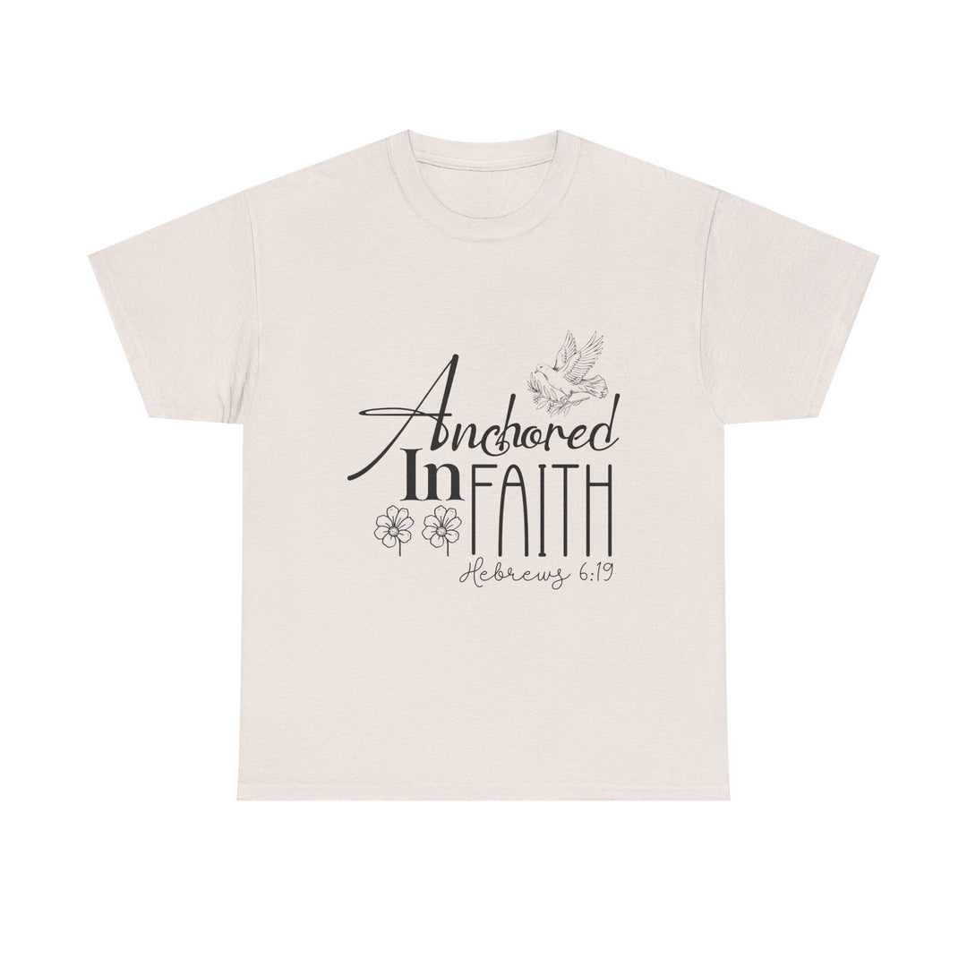 Anchored in Faith Hebrews 6 19-01 Unisex Heavy Cotton Tee - Faith Scripture Gift | Gifts Of Words
