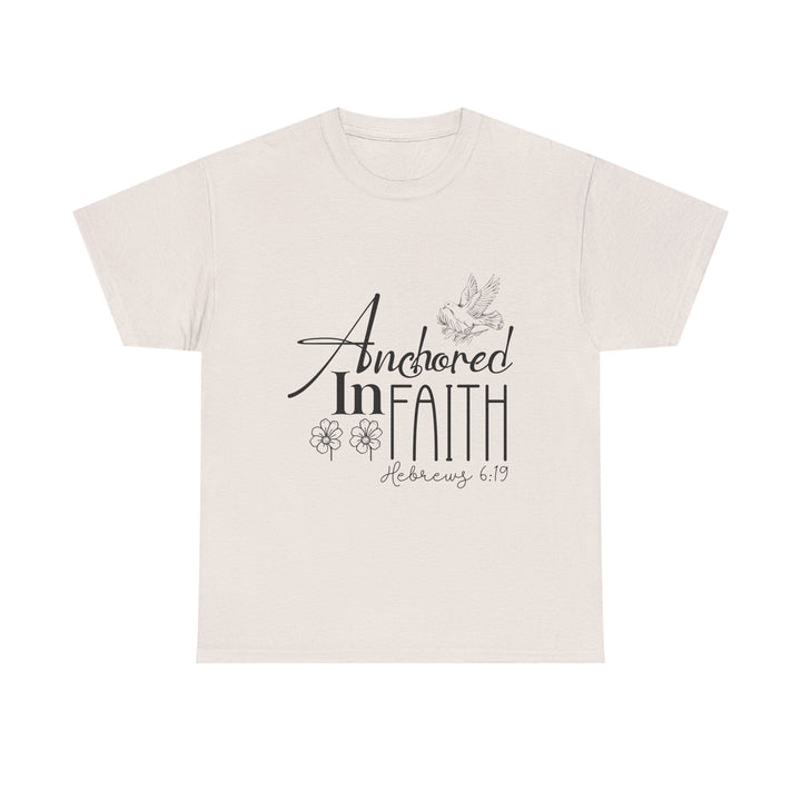 Anchored in Faith Hebrews 6 19-01 Unisex Heavy Cotton Tee - Faith Scripture Gift | Gifts Of Words