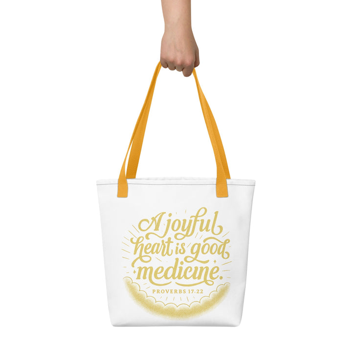 A joyful heart is good medicine Tote bag - Faith Scripture Gift | Gifts Of Words