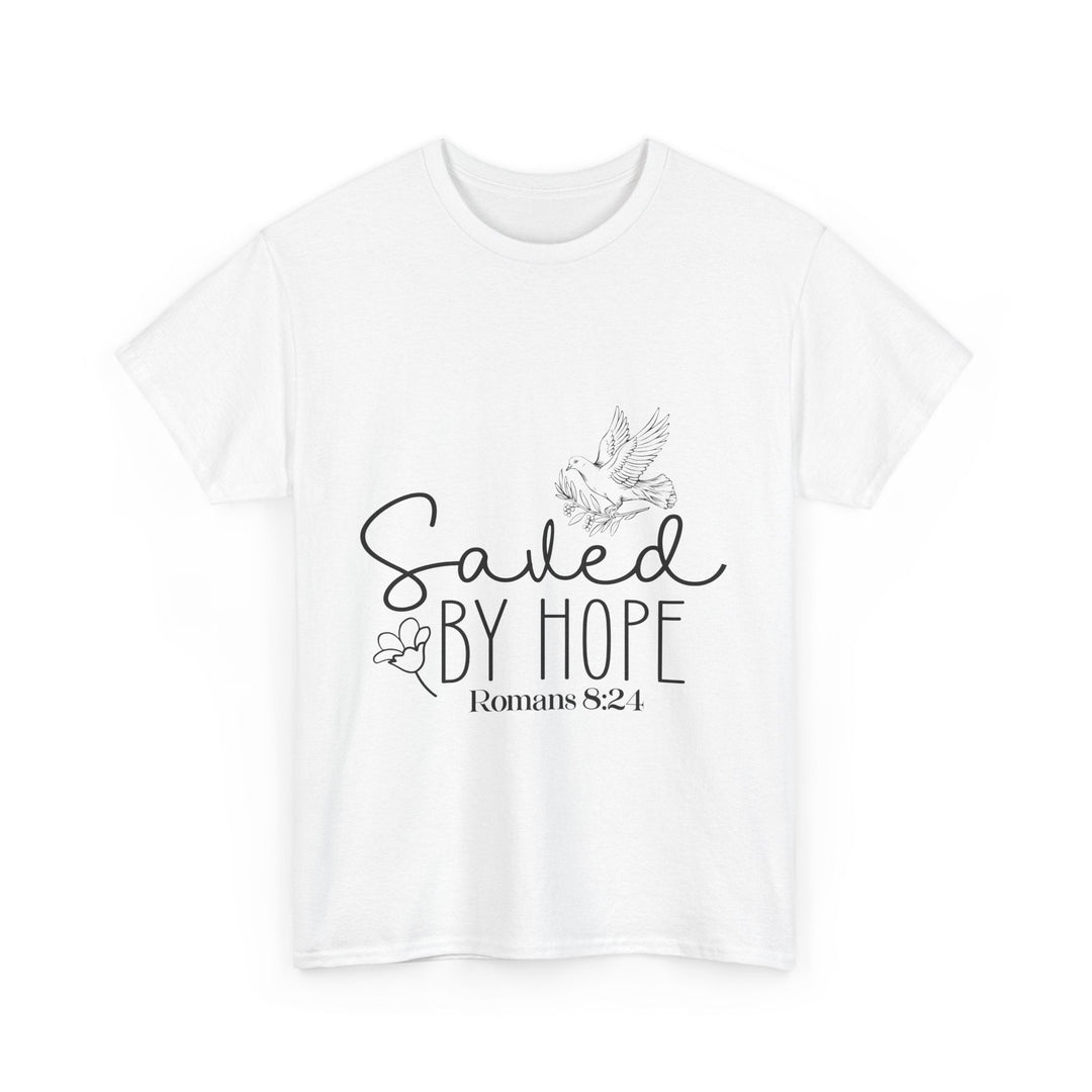 Saved by Hope Romans 8 24-01 Unisex Heavy Cotton Tee - Faith Scripture Gift | Gifts Of Words