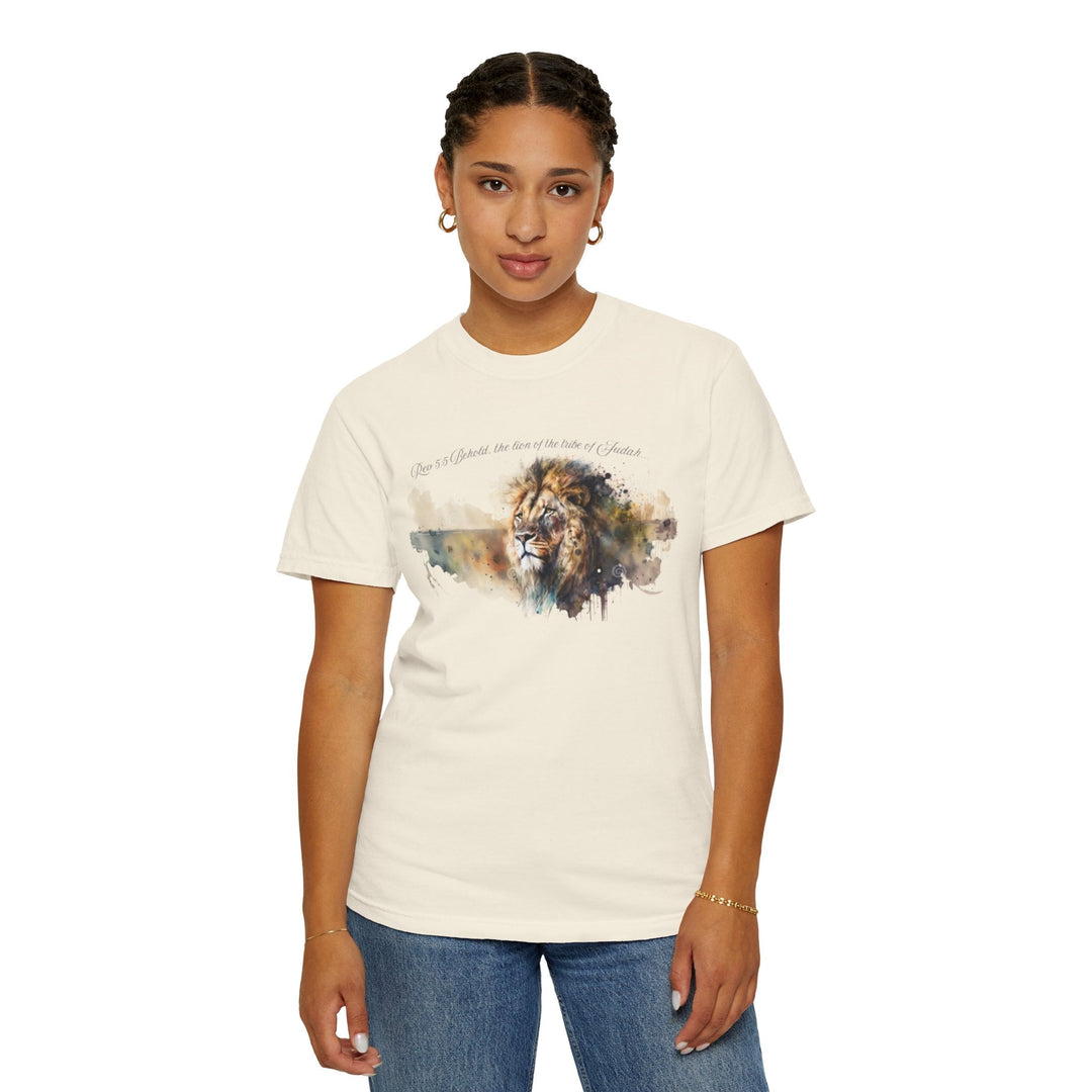 Unisex Christian Lion T-Shirt Rev 5:5 Bible Verse Tee Comfort Colors 1717 Garment-Dyed Shirt  Inspirational Faith Graphic Tee - Faith Scripture Gift | Gifts Of Words