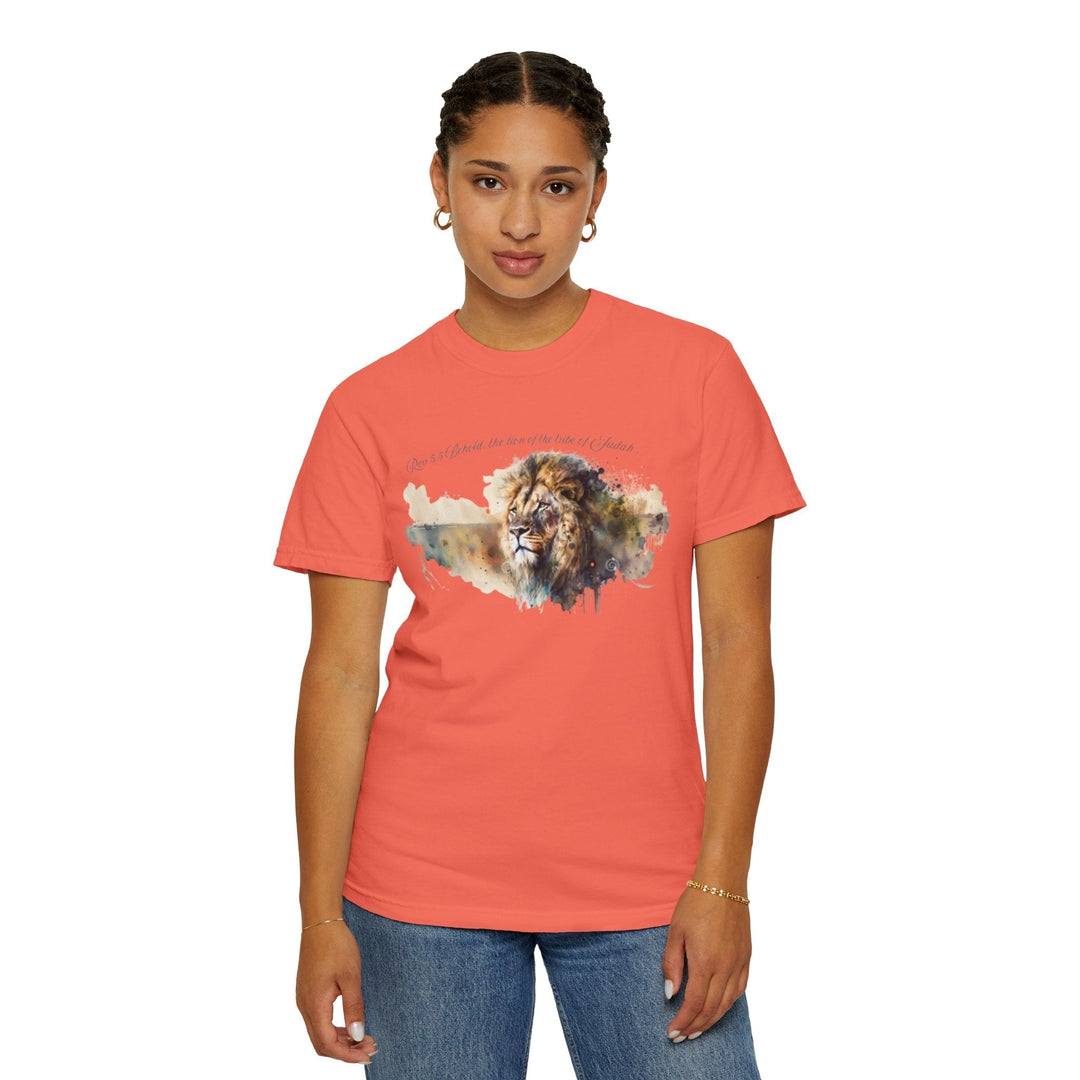 Unisex Christian Lion T-Shirt Rev 5:5 Bible Verse Tee Comfort Colors 1717 Garment-Dyed Shirt  Inspirational Faith Graphic Tee - Faith Scripture Gift | Gifts Of Words