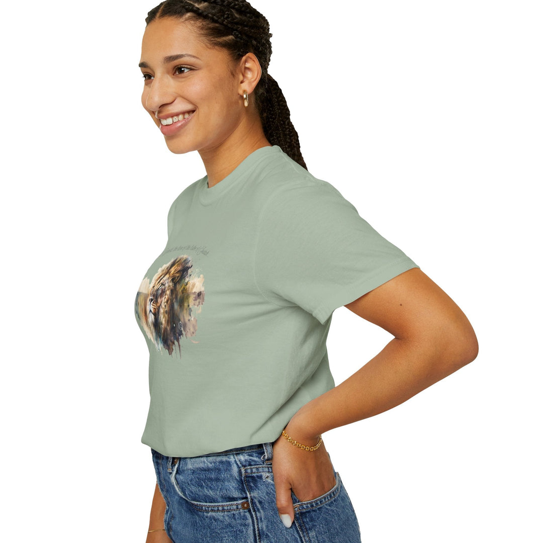 Unisex Christian Lion T-Shirt Rev 5:5 Bible Verse Tee Comfort Colors 1717 Garment-Dyed Shirt  Inspirational Faith Graphic Tee - Faith Scripture Gift | Gifts Of Words