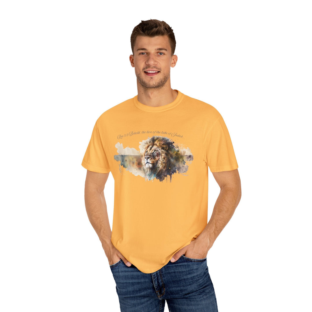 Unisex Christian Lion T-Shirt Rev 5:5 Bible Verse Tee Comfort Colors 1717 Garment-Dyed Shirt  Inspirational Faith Graphic Tee - Faith Scripture Gift | Gifts Of Words