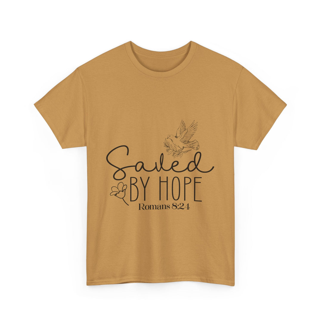 Saved by Hope Romans 8 24-01 Unisex Heavy Cotton Tee - Faith Scripture Gift | Gifts Of Words
