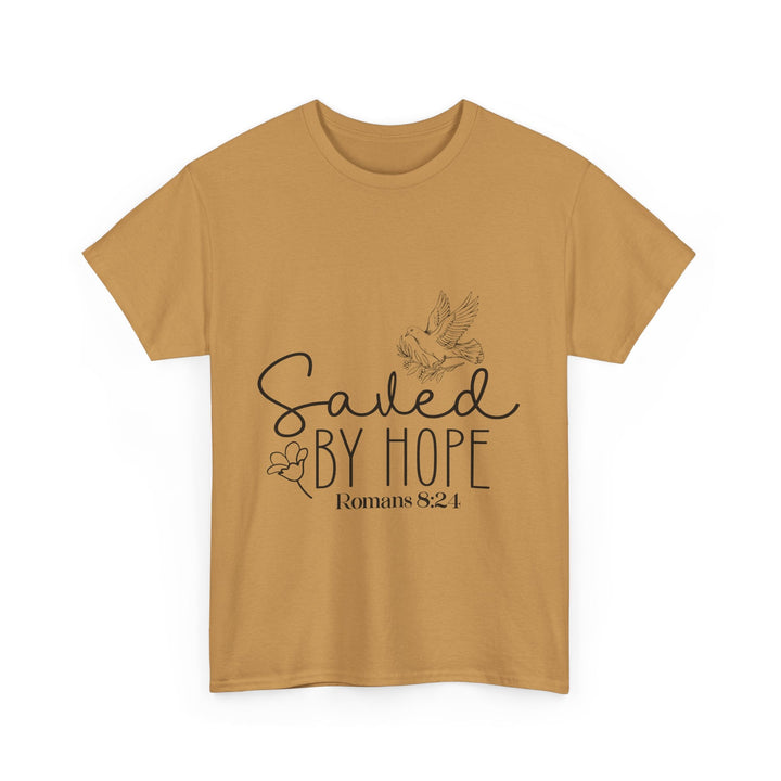 Saved by Hope Romans 8 24-01 Unisex Heavy Cotton Tee - Faith Scripture Gift | Gifts Of Words
