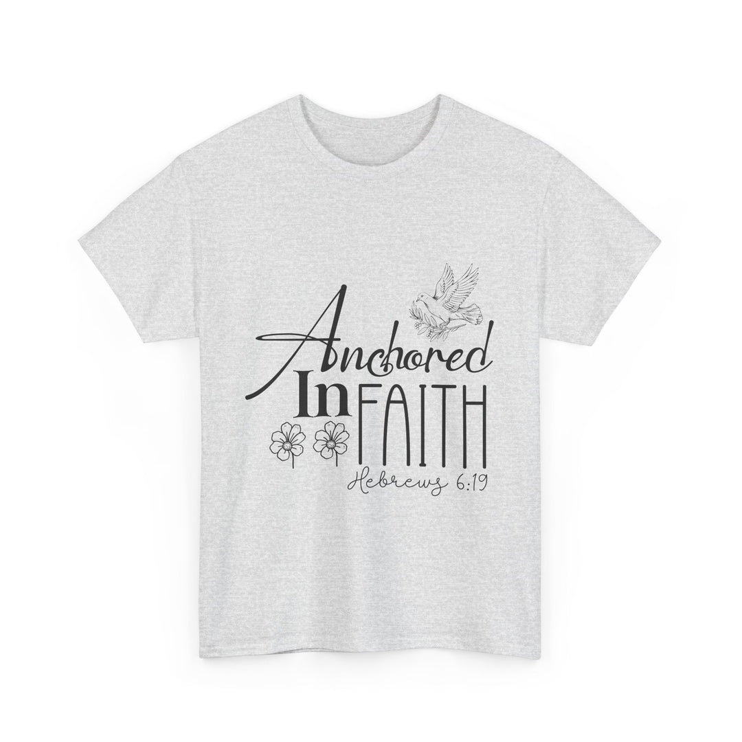 Anchored in Faith Hebrews 6 19-01 Unisex Heavy Cotton Tee - Faith Scripture Gift | Gifts Of Words