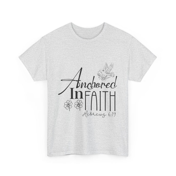 Anchored in Faith Hebrews 6 19-01 Unisex Heavy Cotton Tee - Faith Scripture Gift | Gifts Of Words