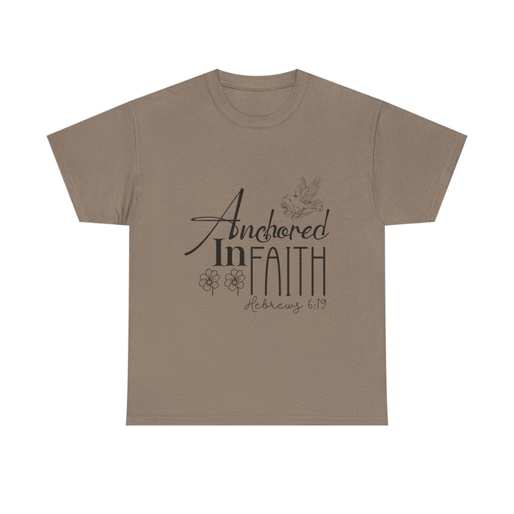Anchored in Faith Hebrews 6 19-01 Unisex Heavy Cotton Tee - Faith Scripture Gift | Gifts Of Words