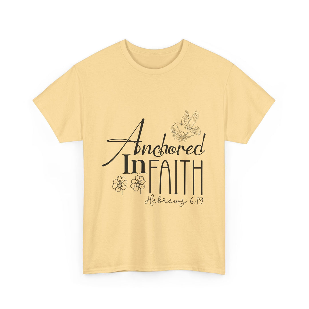 Anchored in Faith Hebrews 6 19-01 Unisex Heavy Cotton Tee - Faith Scripture Gift | Gifts Of Words