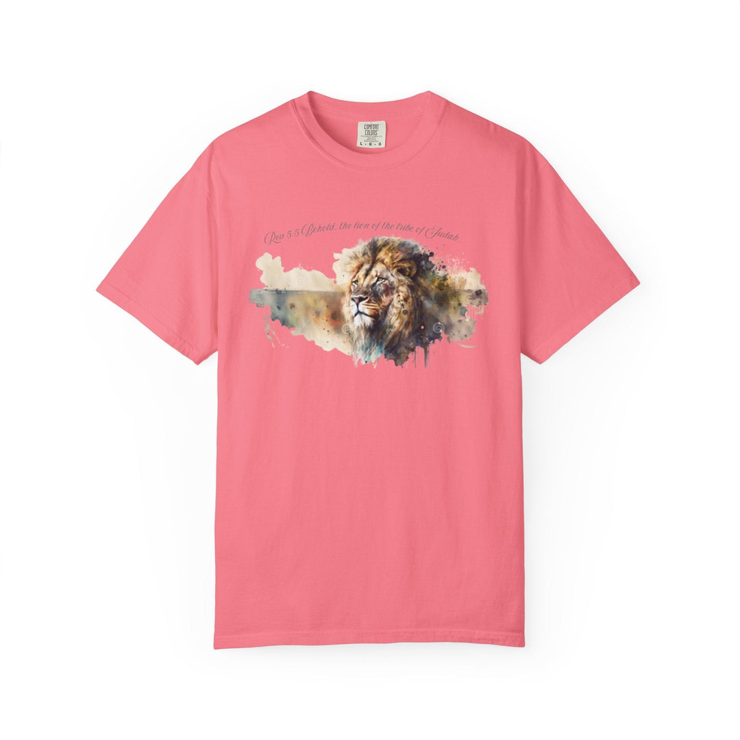 Unisex Christian Lion T-Shirt Rev 5:5 Bible Verse Tee Comfort Colors 1717 Garment-Dyed Shirt  Inspirational Faith Graphic Tee - Faith Scripture Gift | Gifts Of Words