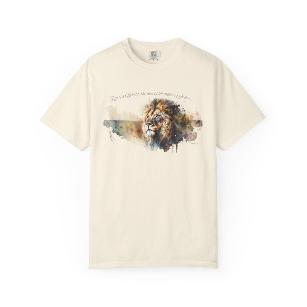 Unisex Christian Lion T-Shirt Rev 5:5 Bible Verse Tee Comfort Colors 1717 Garment-Dyed Shirt  Inspirational Faith Graphic Tee - Faith Scripture Gift | Gifts Of Words