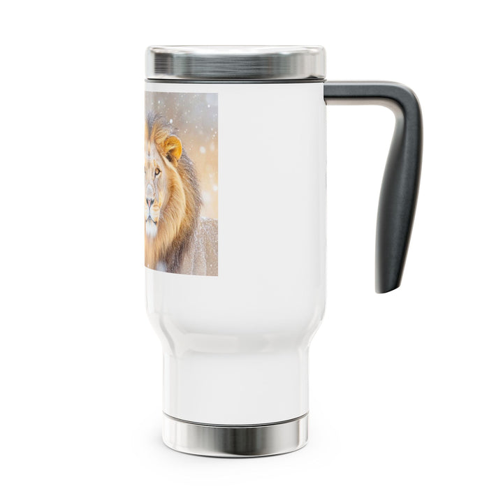Golden Lion Stainless Steel Travel Mug with Handle, 14oz - Faith Scripture Gift | Gifts Of Words