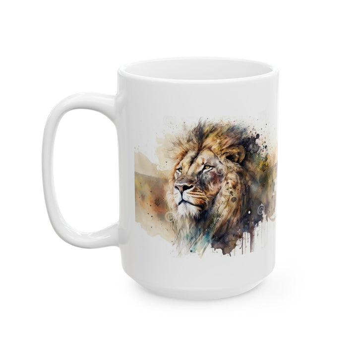 Watercolor Lion Ceramic Mug Custom 11oz & 15oz | BPA-Free, Dishwasher & Microwave Safe | Animal Art Gift - Faith Scripture Gift | Gifts Of Words