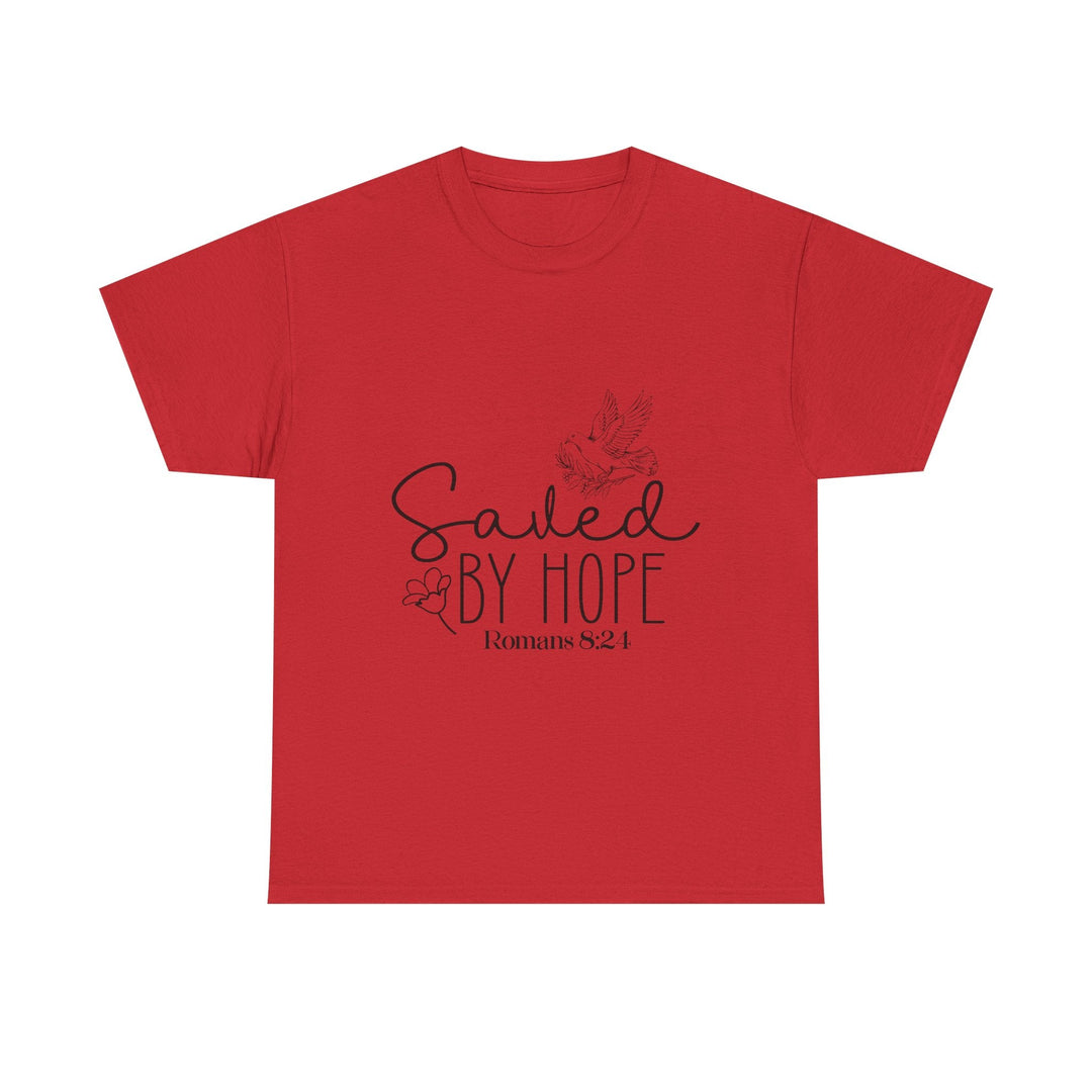 Saved by Hope Romans 8 24-01 Unisex Heavy Cotton Tee - Faith Scripture Gift | Gifts Of Words