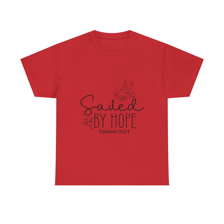 Saved by Hope Romans 8 24-01 Unisex Heavy Cotton Tee - Faith Scripture Gift | Gifts Of Words