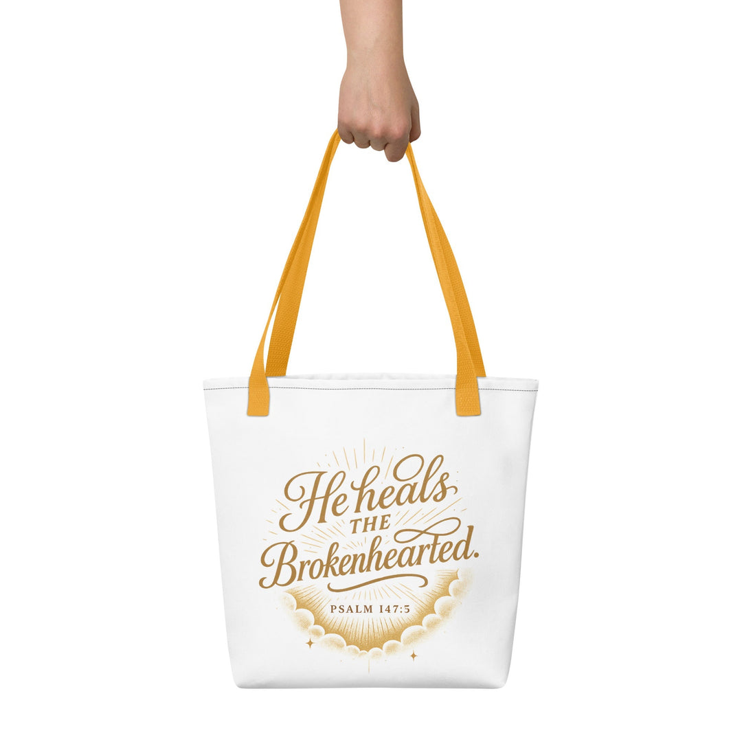 He heals the Brokenhearted Tote bag - Faith Scripture Gift | Gifts Of Words