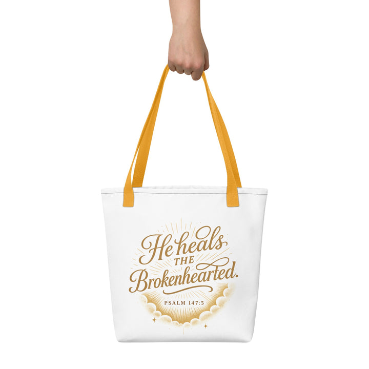 He heals the Brokenhearted Tote bag - Faith Scripture Gift | Gifts Of Words