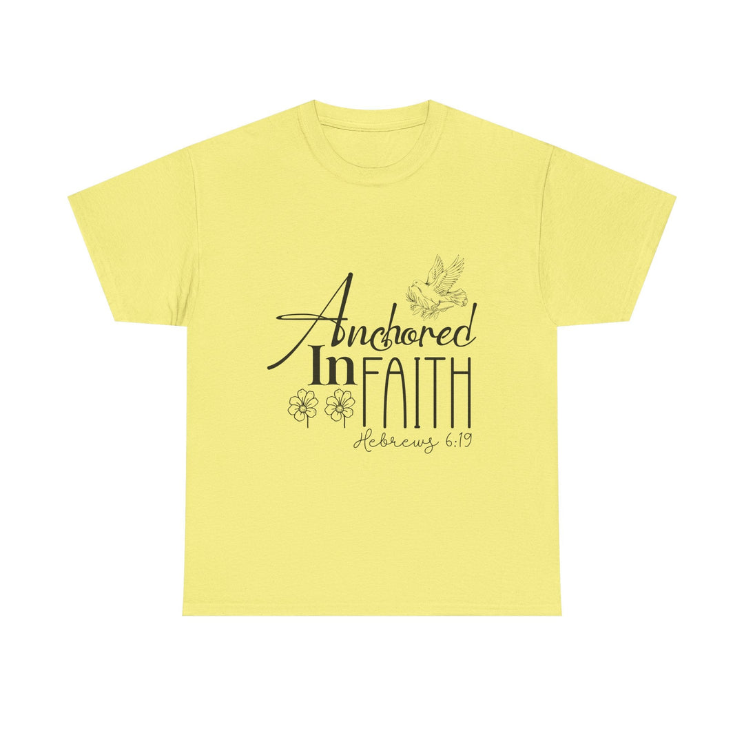 Anchored in Faith Hebrews 6 19-01 Unisex Heavy Cotton Tee - Faith Scripture Gift | Gifts Of Words