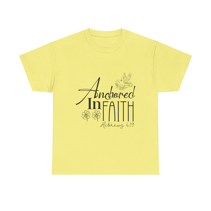 Anchored in Faith Hebrews 6 19-01 Unisex Heavy Cotton Tee - Faith Scripture Gift | Gifts Of Words