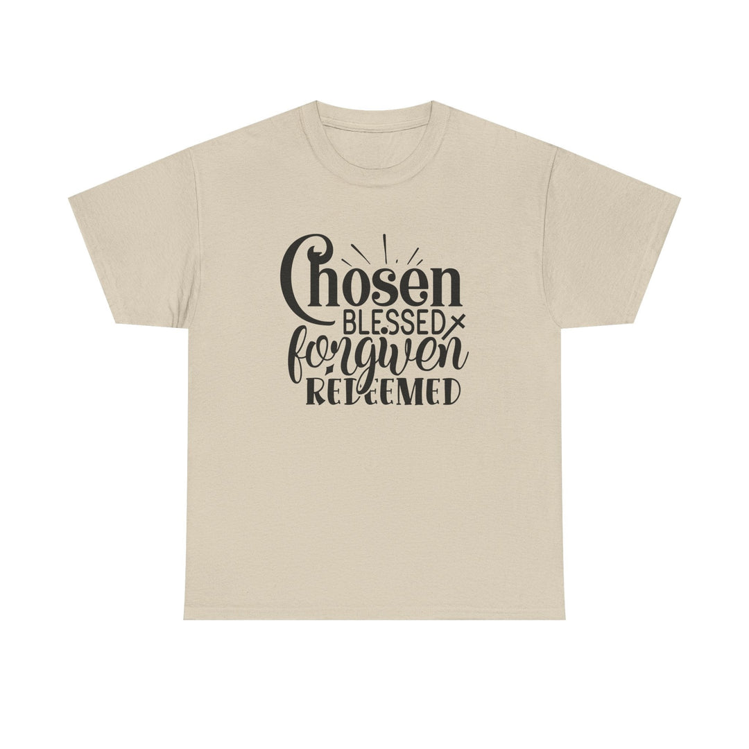 Chosen Blessed Forgiven Redeemed Unisex Heavy Cotton Tee - Faith Scripture Gift | Gifts Of Words