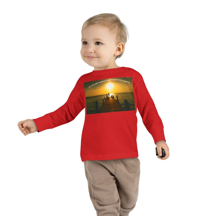 Be Strong |Toddler Long Sleeve Tee - Faith Scripture Gift | Gifts Of Words