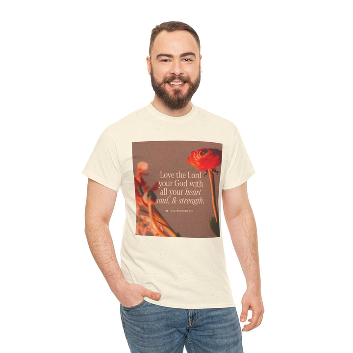 Love the lord | Heavy Cotton Tee - Faith Scripture Gift | Gifts Of Words