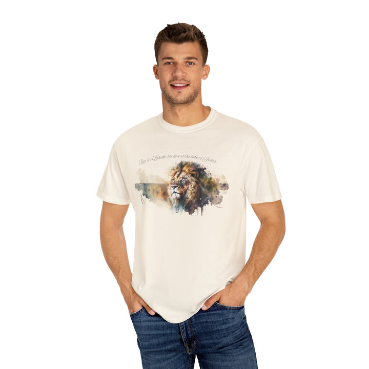 Unisex Christian Lion T-Shirt Rev 5:5 Bible Verse Tee Comfort Colors 1717 Garment-Dyed Shirt  Inspirational Faith Graphic Tee - Faith Scripture Gift | Gifts Of Words