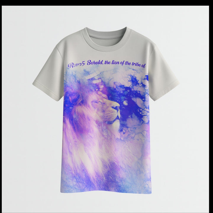 Purple Watercolor Lion T-Shirt – Artistic Wildlife Graphic Tee Unisex t-shirt - Faith Scripture Gift | Gifts Of Words
