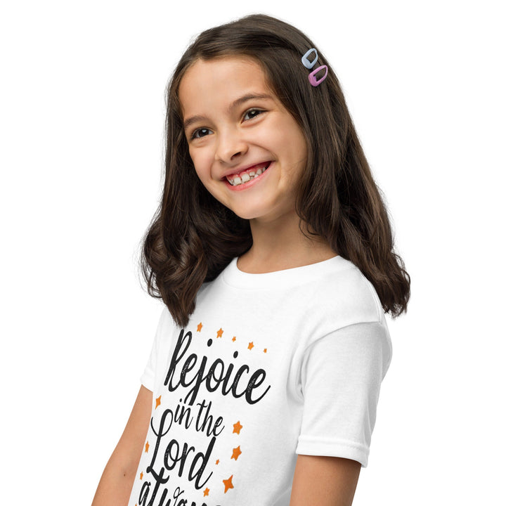 Rejoice Is The Lord Youth t-shirt - Faith Scripture Gift | Gifts Of Words
