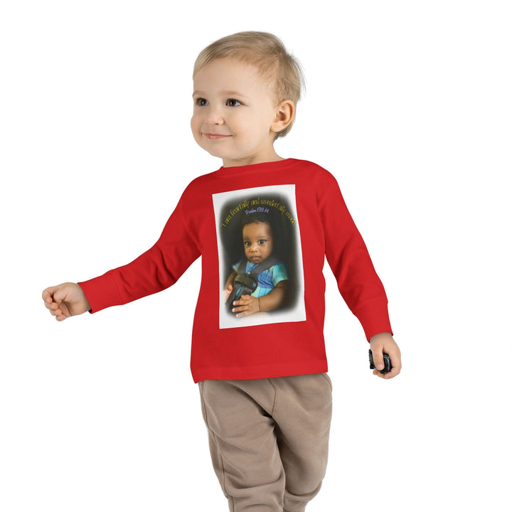 I am fearfally |Toddler Long Sleeve Tee - Faith Scripture Gift | Gifts Of Words
