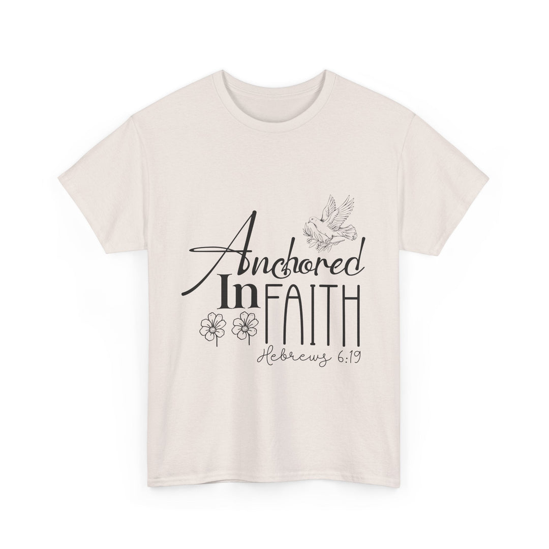 Anchored in Faith Hebrews 6 19-01 Unisex Heavy Cotton Tee - Faith Scripture Gift | Gifts Of Words