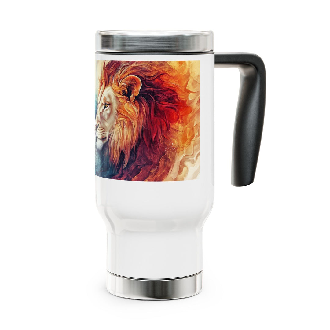 Lion and Lamb Stainless Steel Travel Mug with Handle, 14oz - Faith Scripture Gift | Gifts Of Words