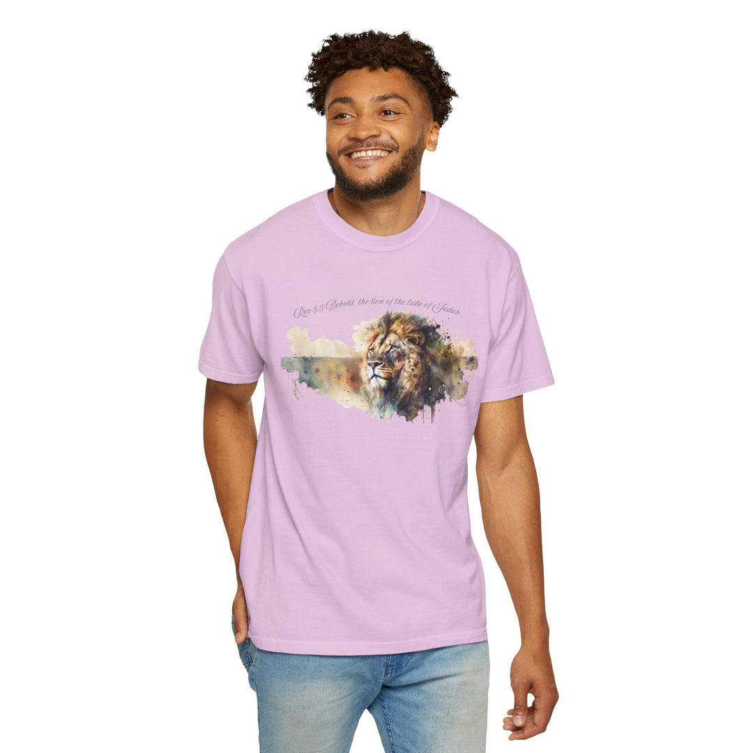 Unisex Christian Lion T-Shirt Rev 5:5 Bible Verse Tee Comfort Colors 1717 Garment-Dyed Shirt  Inspirational Faith Graphic Tee - Faith Scripture Gift | Gifts Of Words