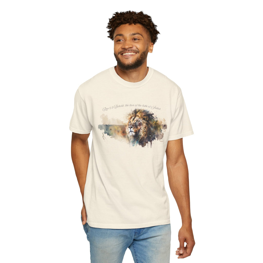Unisex Christian Lion T-Shirt Rev 5:5 Bible Verse Tee Comfort Colors 1717 Garment-Dyed Shirt  Inspirational Faith Graphic Tee - Faith Scripture Gift | Gifts Of Words
