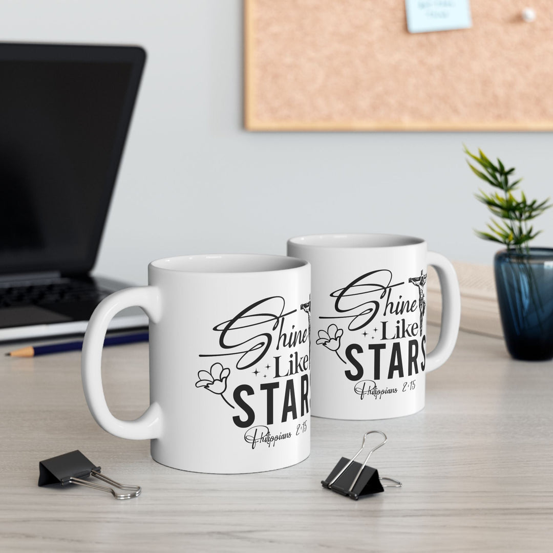 Shine Like Stars Philippians 2 15-01 Ceramic Mug, (11oz, 15oz) - Faith Scripture Gift | Gifts Of Words