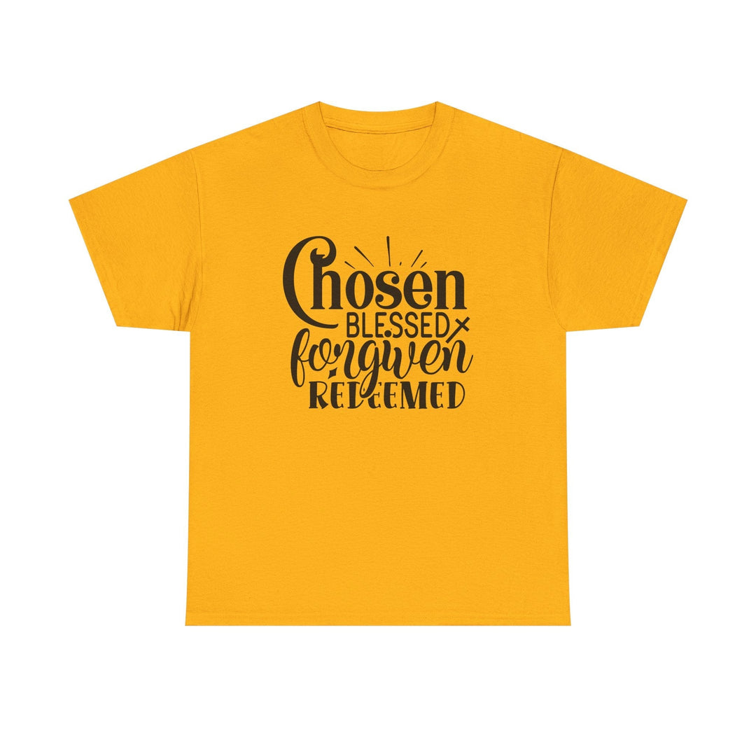 Chosen Blessed Forgiven Redeemed Unisex Heavy Cotton Tee - Faith Scripture Gift | Gifts Of Words