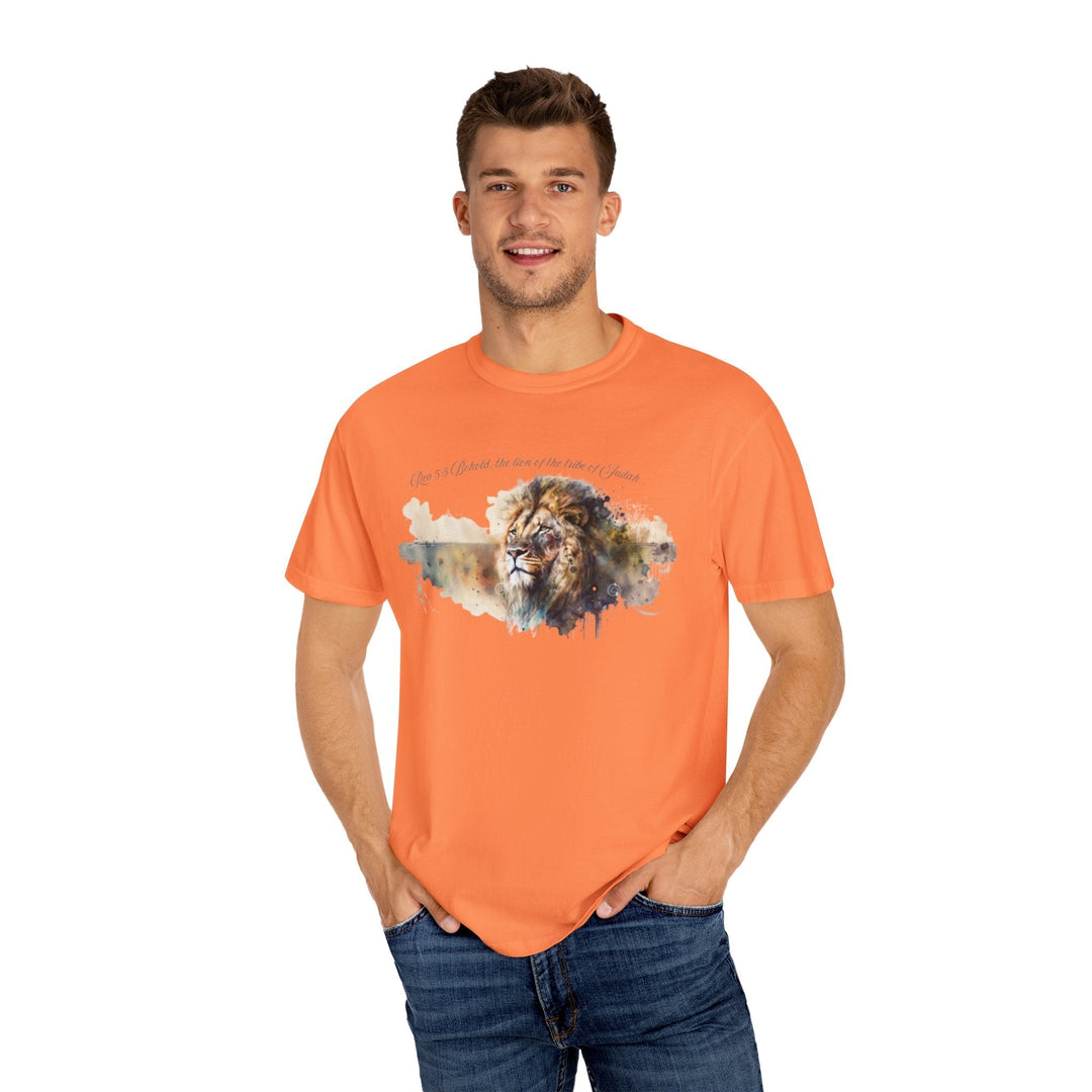 Unisex Christian Lion T-Shirt Rev 5:5 Bible Verse Tee Comfort Colors 1717 Garment-Dyed Shirt  Inspirational Faith Graphic Tee - Faith Scripture Gift | Gifts Of Words